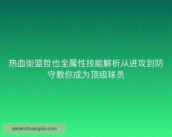 热血街篮哲也全属性技能解析从进攻到防守教你成为顶级球员