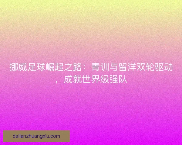 挪威足球崛起之路：青训与留洋双轮驱动，成就世界级强队